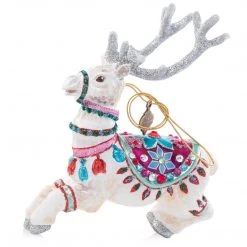Jay Strongwater Cupid Reindeer Glass Ornament HOLIDAY