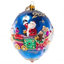 Jay Strongwater 2021 Dated Santa Glass Ornament
