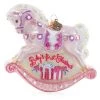 Jay Strongwater Baby's 1st Rocking Horse Pink Glass Ornament