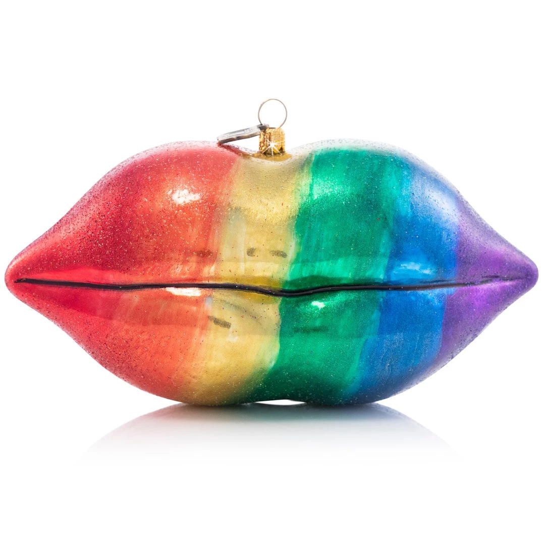 Jay Strongwater Rainbow Lips Glass Ornament HOLIDAY 1 Jay Strongwater Rainbow Lips Glass Ornament HOLIDAY