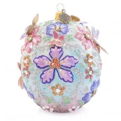 Jay Strongwater HOLIDAY Skull With Butterflies Glass Ornament