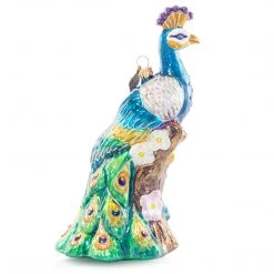 Jay Strongwater Peacock Glass Ornament HOLIDAY