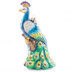 Jay Strongwater Peacock Glass Ornament HOLIDAY