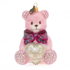 Jay Strongwater HOLIDAY Baby's First Christmas Teddy Glass Ornament