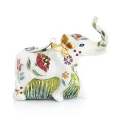 Jay Strongwater HOLIDAY Floral Elephant Glass Ornament