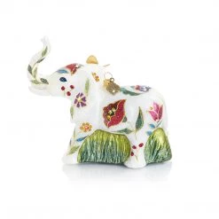 Jay Strongwater HOLIDAY Floral Elephant Glass Ornament