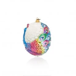 Jay Strongwater Vibrant Peacock Glass Ornament HOLIDAY