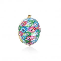 Jay Strongwater Vibrant Peacock Glass Ornament HOLIDAY