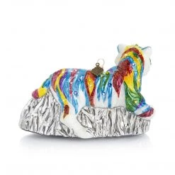 Jay Strongwater Rainbow Tiger Glass Ornament