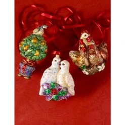 Jay Strongwater Two Turtle Doves Glass Ornament HOLIDAY