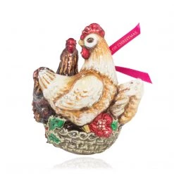 Jay Strongwater HOLIDAY Three French Hens Glass Ornament