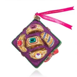 Jay Strongwater Five Golden Rings Glass Ornament HOLIDAY