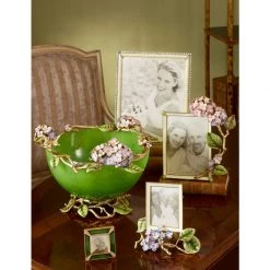 Jay Strongwater Sophie Hydrangea Green Glass Bowl