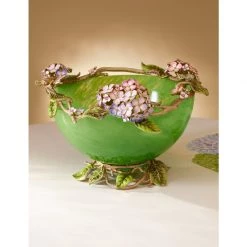Jay Strongwater Sophie Hydrangea Green Glass Bowl