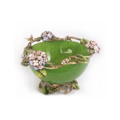 Jay Strongwater Sophie Hydrangea Green Glass Bowl