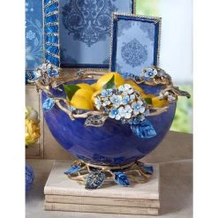 Jay Strongwater Sophie Hydrangea Blue Glass Bowl 9 Jay Strongwater Sophie Hydrangea Blue Glass Bowl