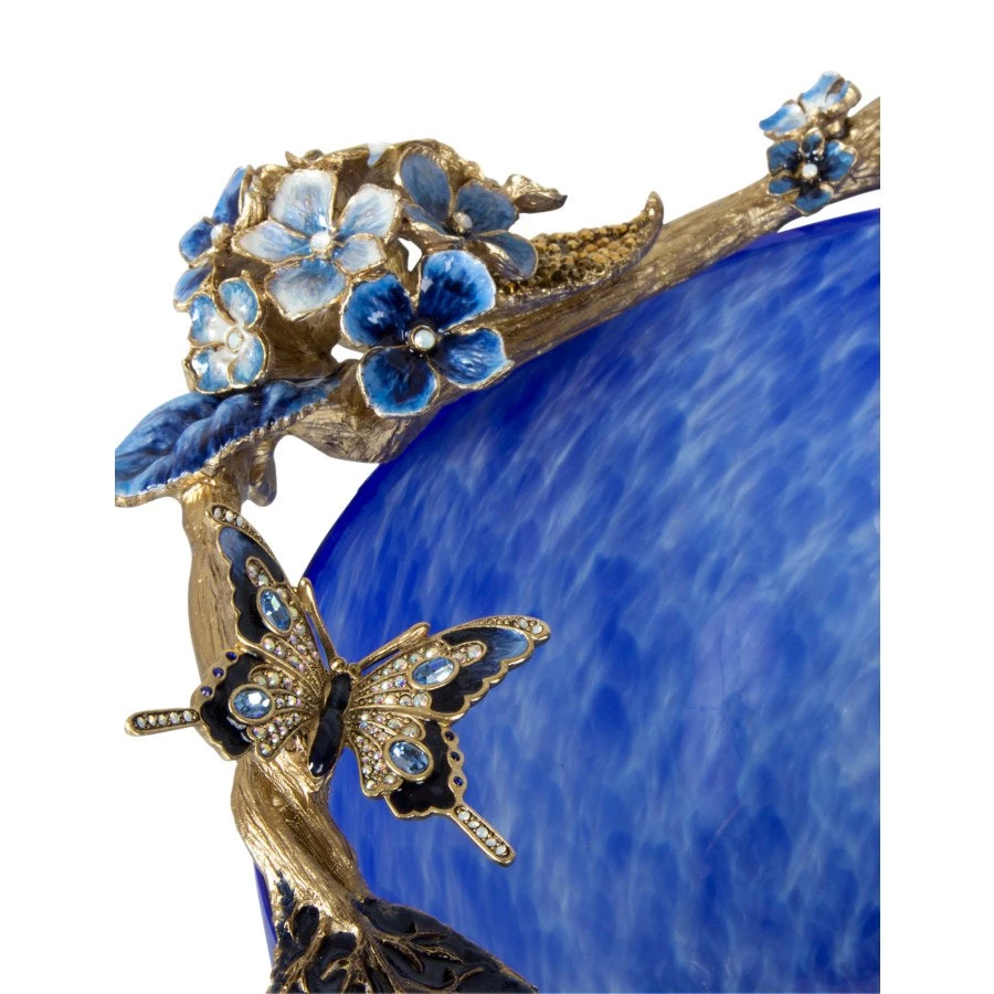 Jay Strongwater Sophie Hydrangea Blue Glass Bowl 3 Jay Strongwater Sophie Hydrangea Blue Glass Bowl