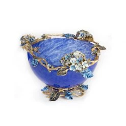 Jay Strongwater Sophie Hydrangea Blue Glass Bowl