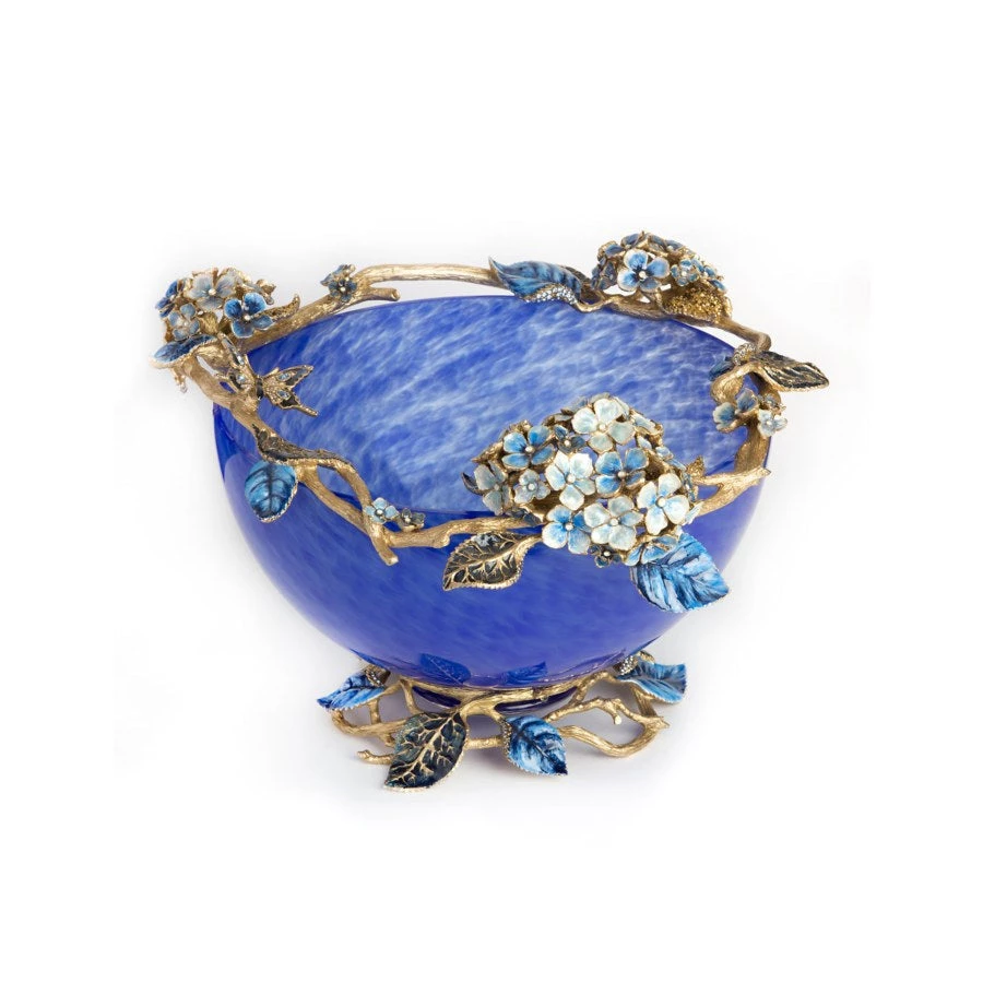 Jay Strongwater Sophie Hydrangea Blue Glass Bowl 1 Jay Strongwater Sophie Hydrangea Blue Glass Bowl