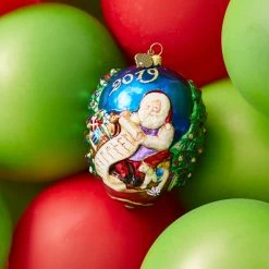 Jay Strongwater 2019 Santa Glass Ornament HOLIDAY