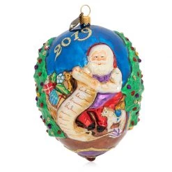 Jay Strongwater 2019 Santa Glass Ornament HOLIDAY