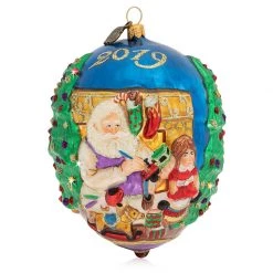 Jay Strongwater 2019 Santa Glass Ornament HOLIDAY