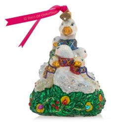 Jay Strongwater HOLIDAY Six Geese Of Laying Glass Ornament
