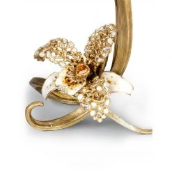 Jay Strongwater Mirabelle Orchid Single Candlestick Golden CANDLES & CLOCKS