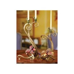 Jay Strongwater Mirabelle Orchid Single Candlestick - Flora CANDLES & CLOCKS