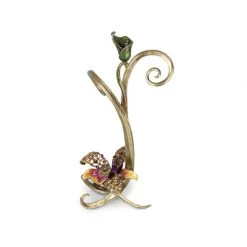 Jay Strongwater Mirabelle Orchid Single Candlestick - Flora CANDLES & CLOCKS
