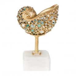 Jay Strongwater Channing Nautilus Shell With Marble Base FIGURINES - ANIMAL