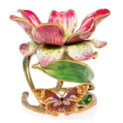 Jay Strongwater Aimee Floral 7" Pillar Candle Holder CANDLES & CLOCKS