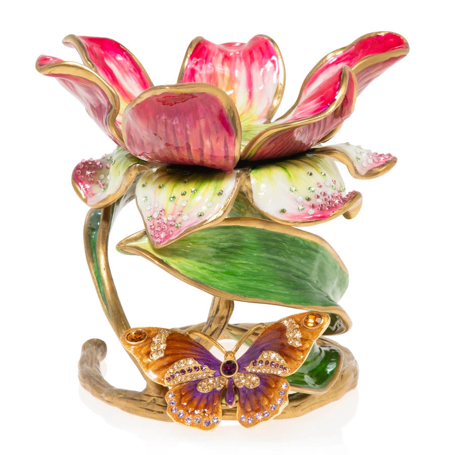 Jay Strongwater Aimee Floral 7" Pillar Candle Holder CANDLES & CLOCKS 1 Jay Strongwater Aimee Floral 7" Pillar Candle Holder CANDLES & CLOCKS