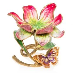 Jay Strongwater Aimee Floral 7" Pillar Candle Holder CANDLES & CLOCKS