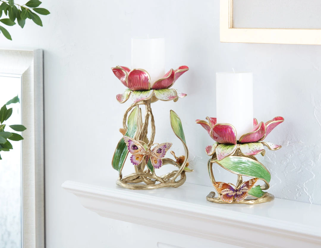 Jay Strongwater CANDLES & CLOCKS Meredith Floral 9" Pillar Candle Holder 5 Jay Strongwater CANDLES & CLOCKS Meredith Floral 9" Pillar Candle Holder