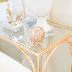 Jay Strongwater Rhett Leaf & Flower Gilded Votive