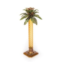 Jay Strongwater CANDLES & CLOCKS Kiana Palm Leaf Jeweled Glass Candlestick