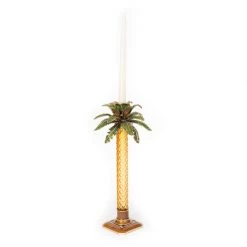 Jay Strongwater CANDLES & CLOCKS Kiana Palm Leaf Jeweled Glass Candlestick