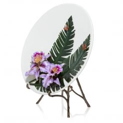 Jay Strongwater Catalina Orchid And Banana Leaf Platter With Stand