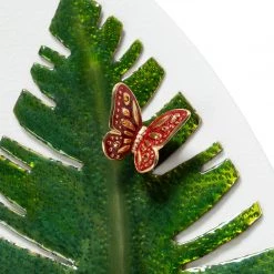 Jay Strongwater Catalina Orchid And Banana Leaf Platter With Stand