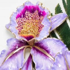 Jay Strongwater Catalina Orchid And Banana Leaf Platter With Stand