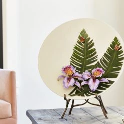 Jay Strongwater Catalina Orchid And Banana Leaf Platter With Stand