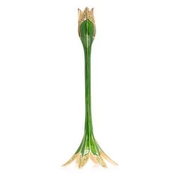 Jay Strongwater Ambrosius Tulip Tall Green Candle Stick Holder