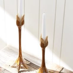 Jay Strongwater CANDLES & CLOCKS Abraham Tulip Medium Brown Candle Stick Holder