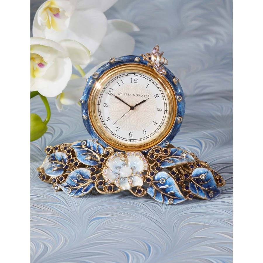 Jay Strongwater CANDLES & CLOCKS Mayfair Leaf & Bee Clock - Delft Garden 3 Jay Strongwater CANDLES & CLOCKS Mayfair Leaf & Bee Clock - Delft Garden