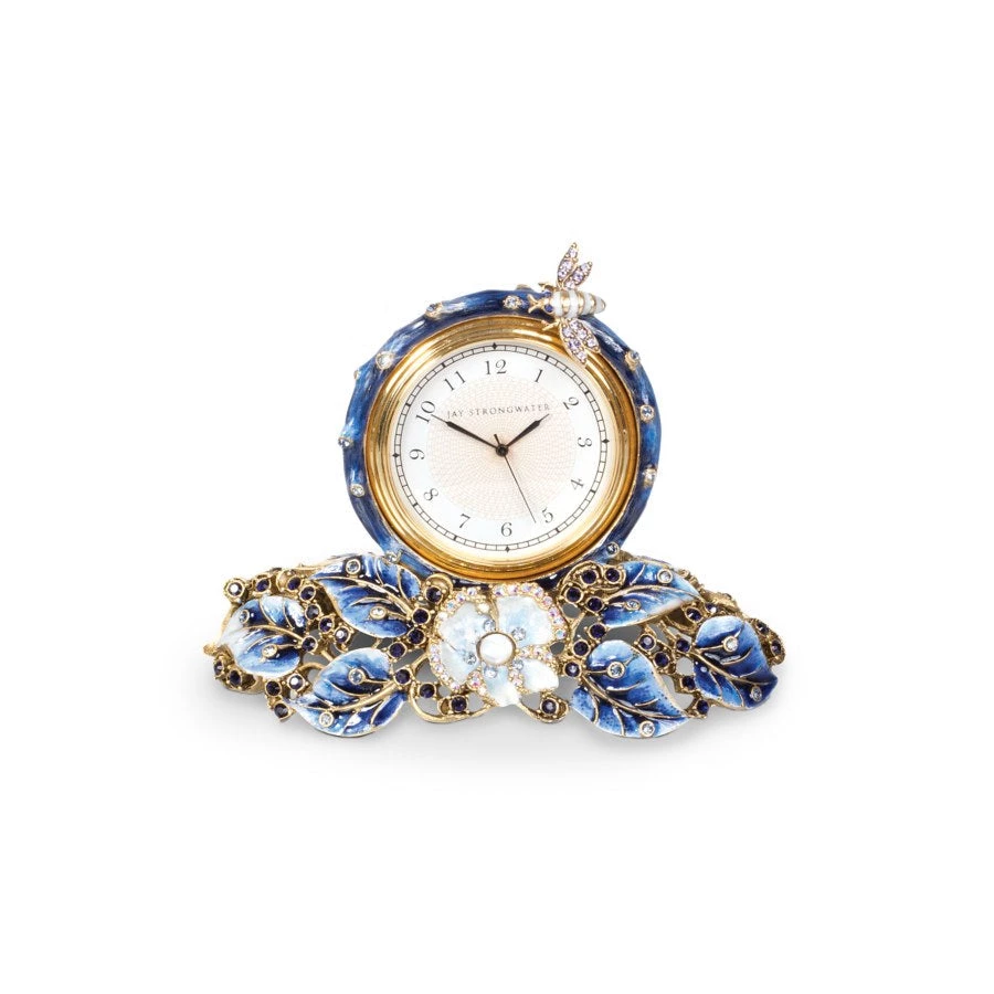 Jay Strongwater CANDLES & CLOCKS Mayfair Leaf & Bee Clock - Delft Garden 1 Jay Strongwater CANDLES & CLOCKS Mayfair Leaf & Bee Clock - Delft Garden