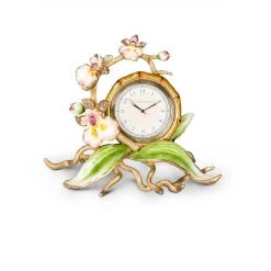 Jay Strongwater Tara Orchid Clock - Flora CANDLES & CLOCKS