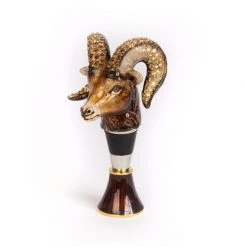 Jay Strongwater Ryker Ram Wine Stopper & Stand ENTERTAINING