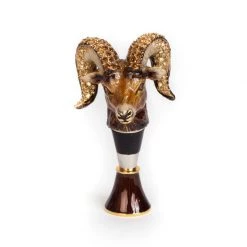 Jay Strongwater Ryker Ram Wine Stopper & Stand ENTERTAINING
