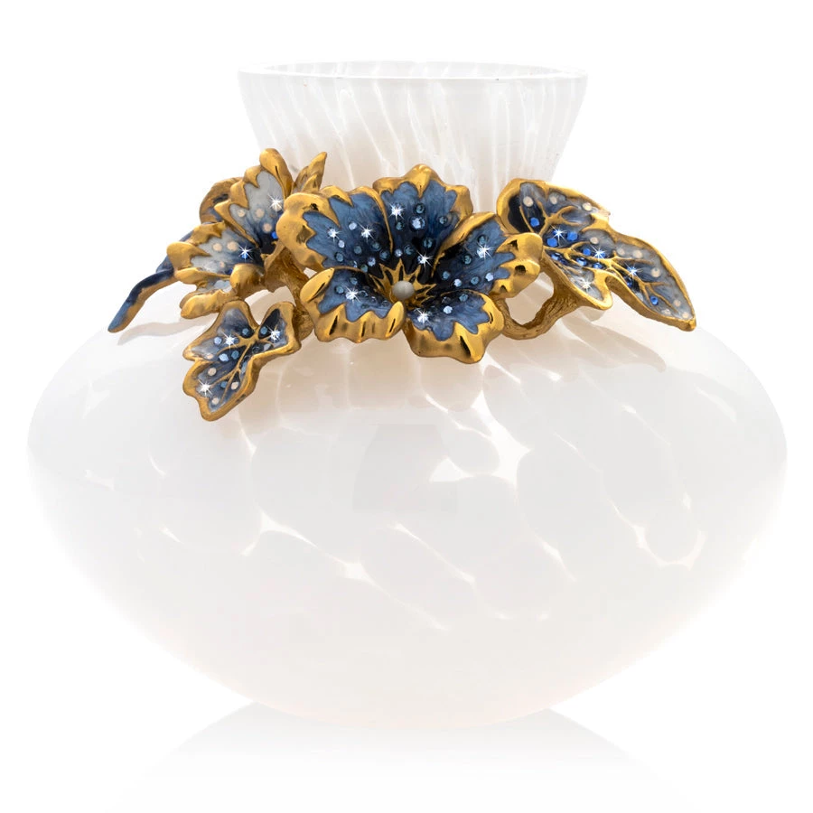 Jay Strongwater Holland Leaf And Flower Vase Navy 1 Jay Strongwater Holland Leaf And Flower Vase Navy